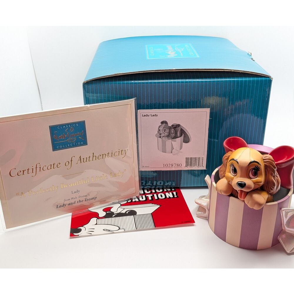 DISNEY WDCC Lady and the Tramp Figurine 1999 Hatbox COA Member Gift 3 1/2in READ